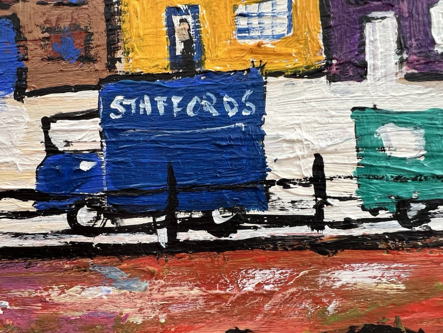 Simeon Stafford - Oil Painting - Cornish Coastal Street - Northern Art 61x50cm