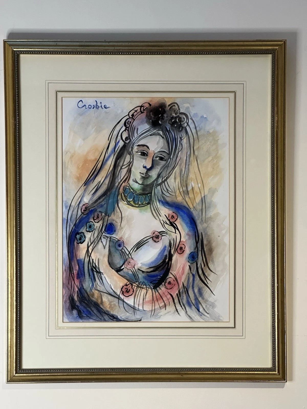 William Crosbie RSA RGI( Glasgow School ) Female Portrait - Mixed Media