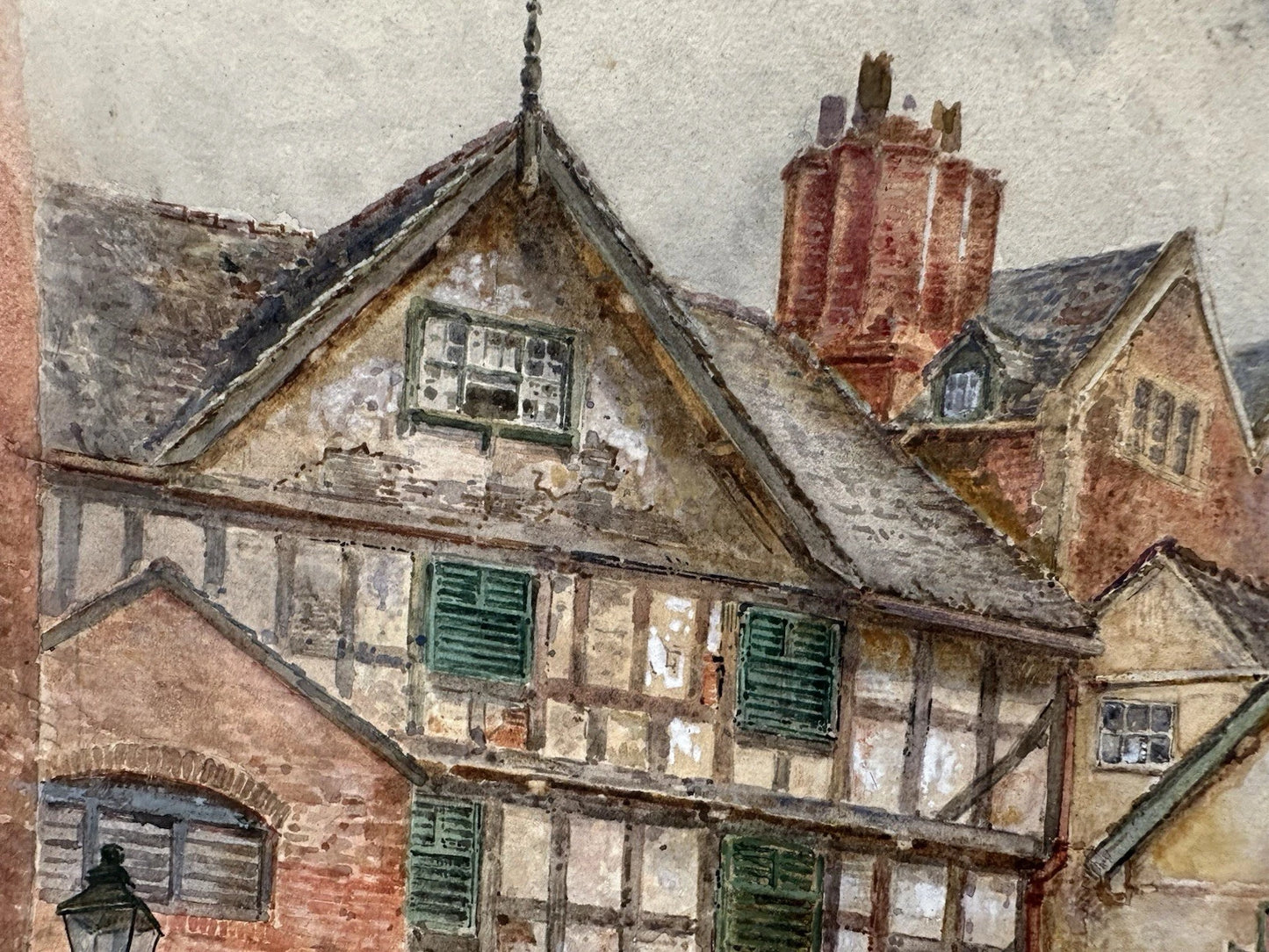M. Crouse (H. M. Krause) 1924 Watercolour – New Ship Inn Yard, Shrewsbury, 52x34