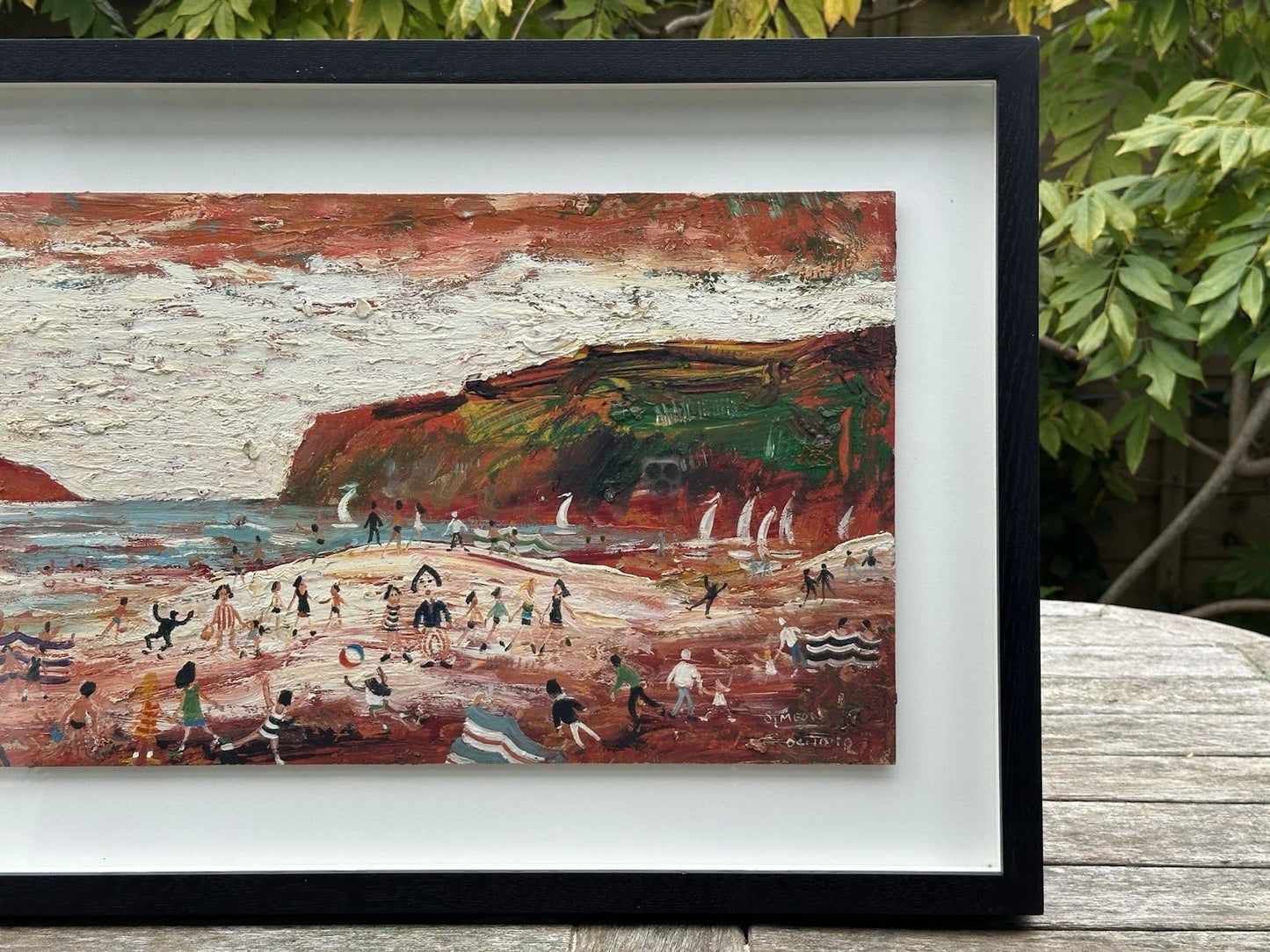 Simeon Stafford Oil Painting - Lively Cornish Beach Scene & Lighthouse