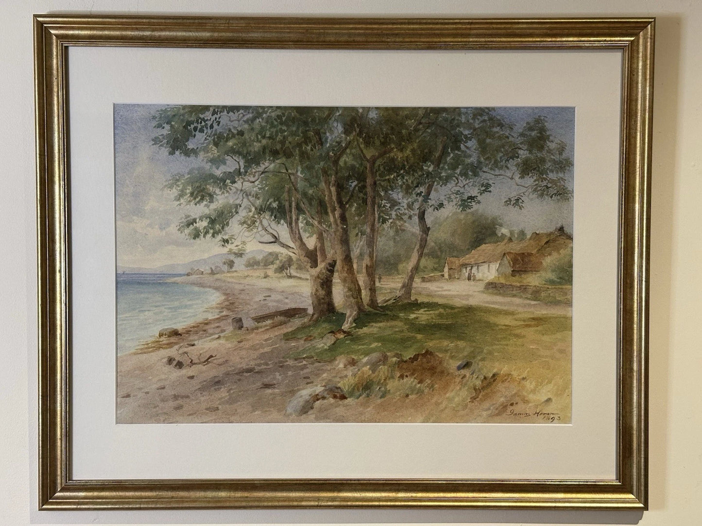 James Heron "Inveral , Lochfyne Side" Watercolour 35x51 cm Scottish Landscape