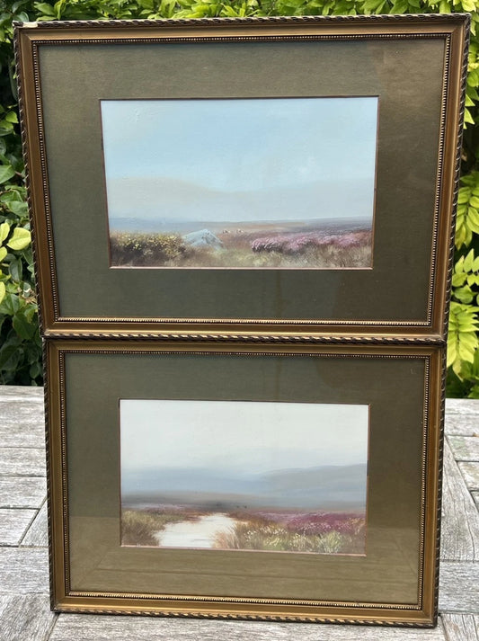 Pair of R. W. Holman Dartmoor Gouache Paintings - Yar Tor & Taw Marshes, 1924