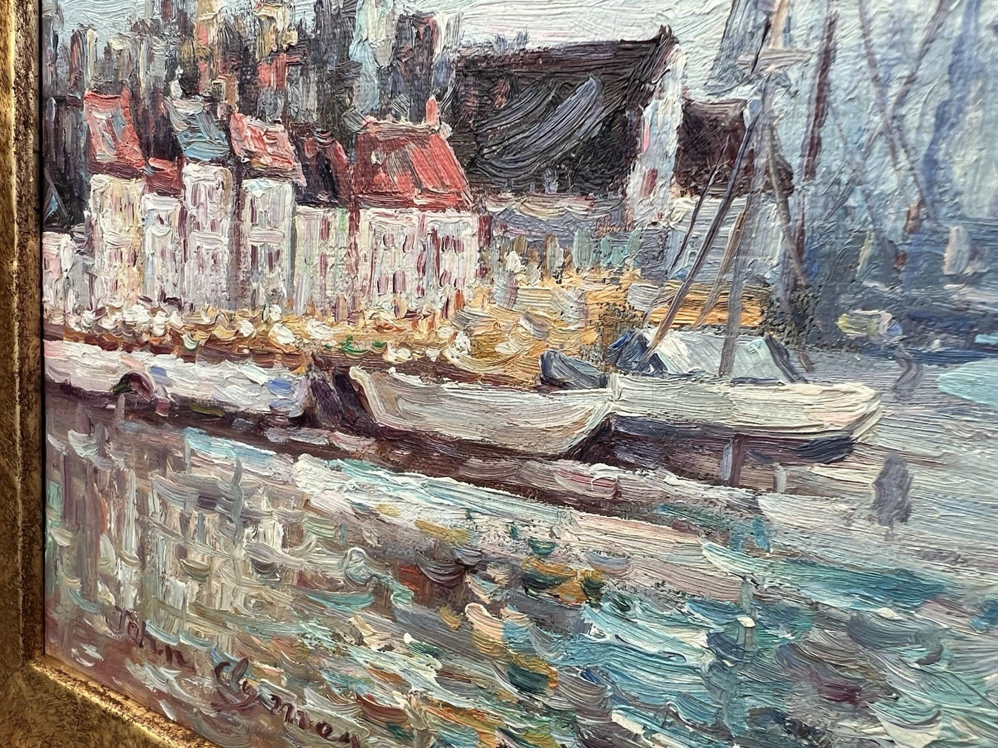 John Clymer (1932) Oil Painting Continental Harbour Signed British Impressionist
