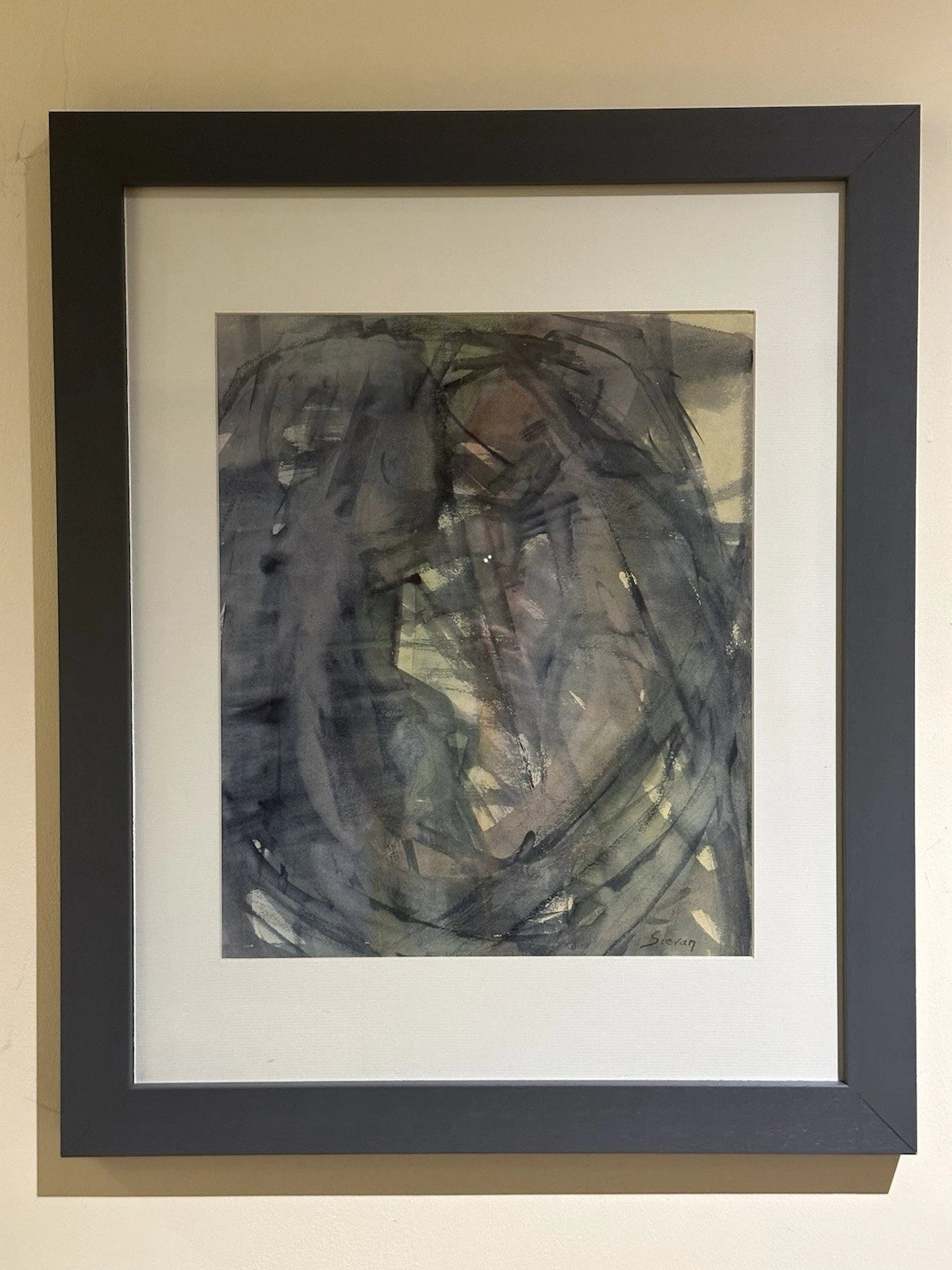 Maurice Sievan Original abstract watercolour New York School artist 39x32cm