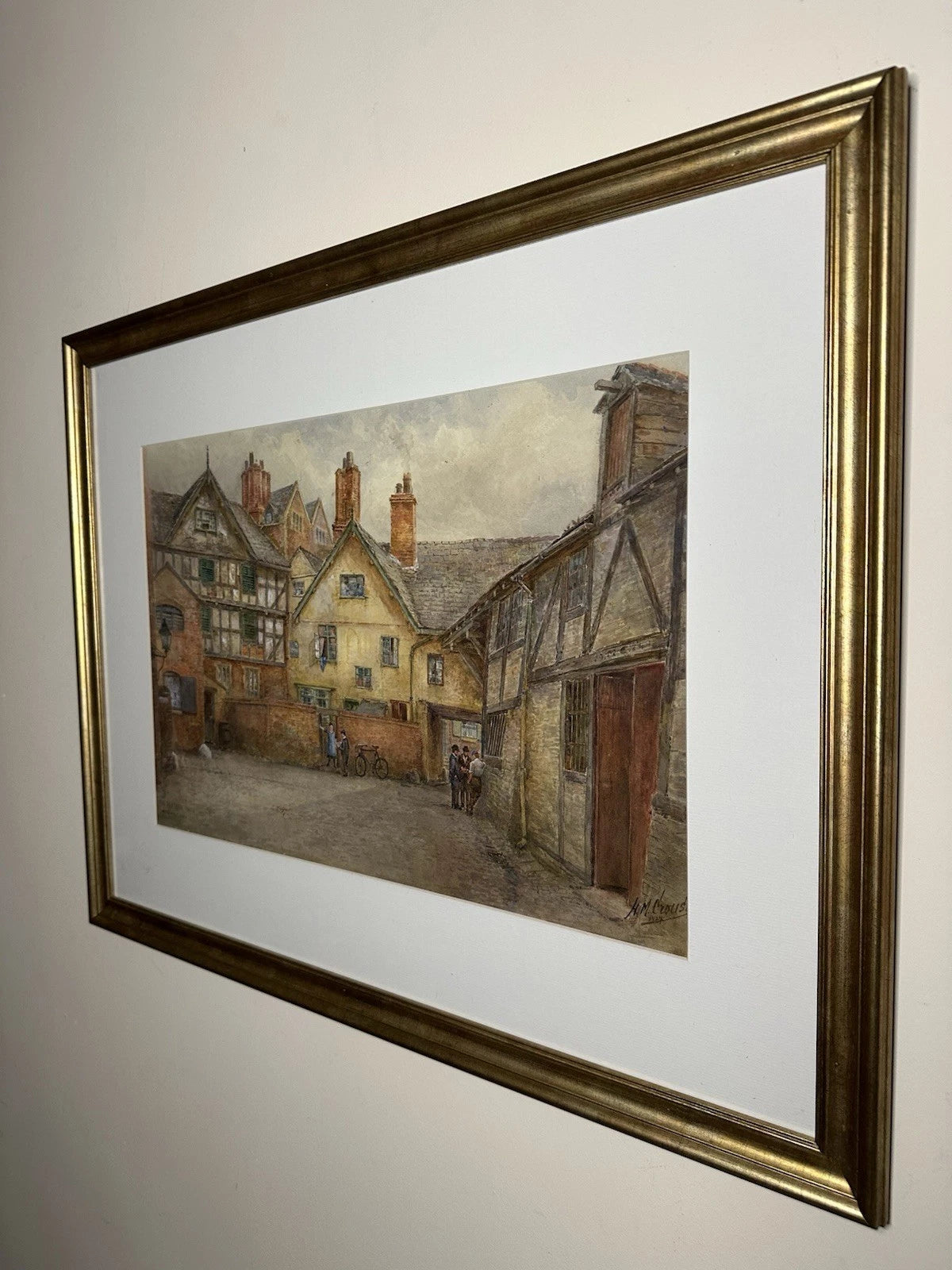 M. Crouse (H. M. Krause) 1924 Watercolour – New Ship Inn Yard, Shrewsbury, 52x34