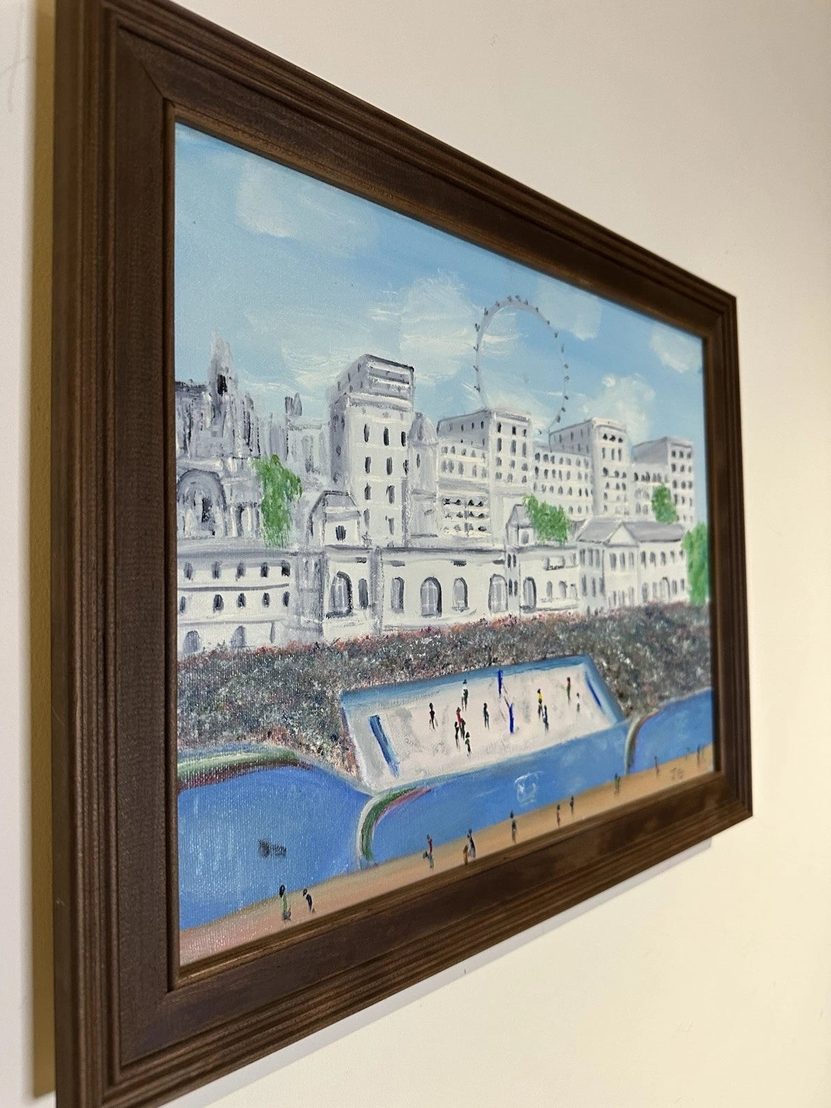 John Goodlad - London Olympics Beach Volleyball Oil Painting 40x30cm After Lowry