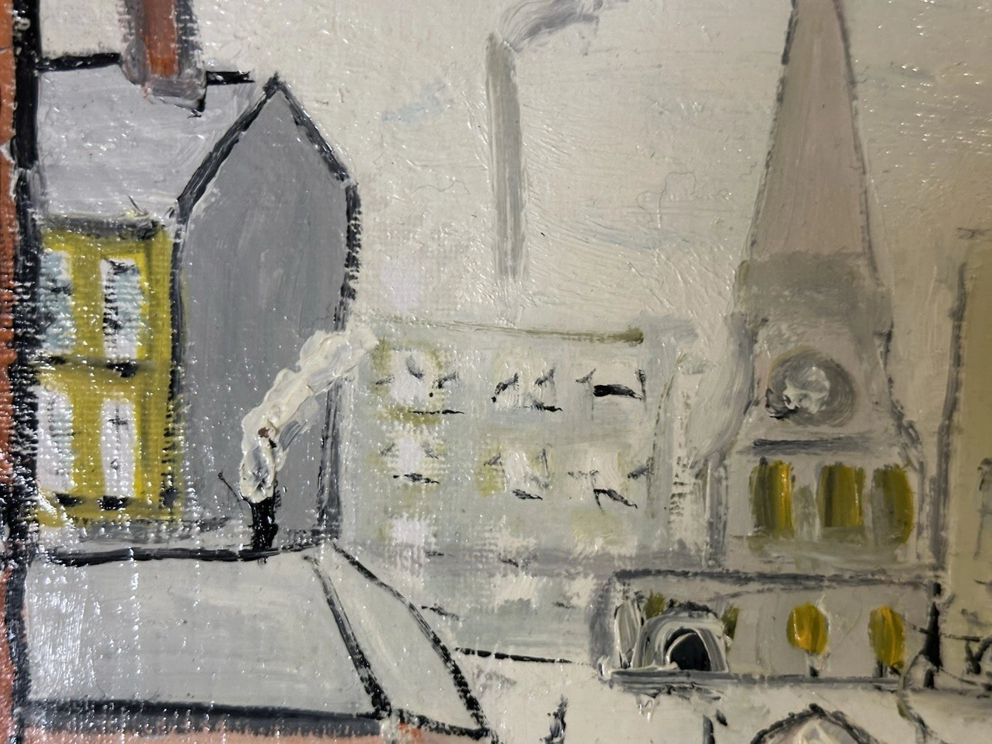 John Goodlad - Working at the Mills - Framed Oil on Canvas 40x30cm After Lowry