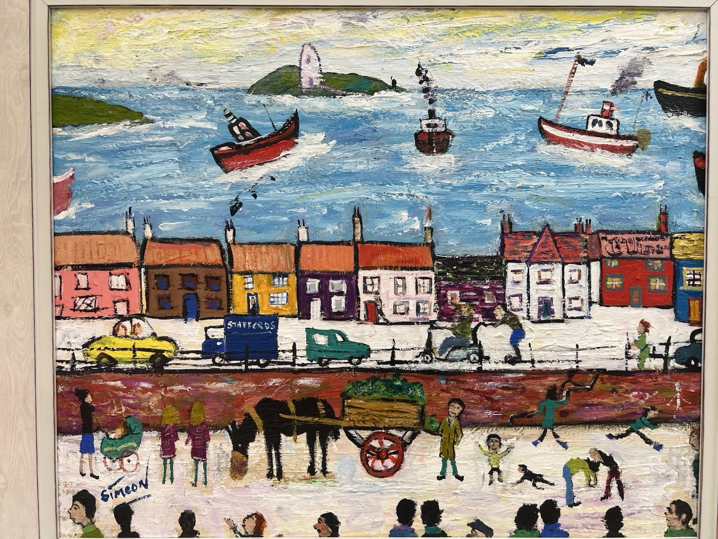 Simeon Stafford - Oil Painting - Cornish Coastal Street - Northern Art 61x50cm
