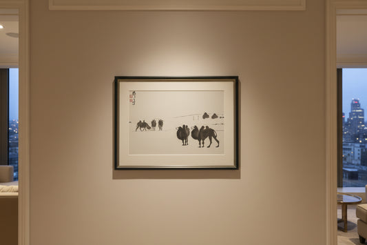 Wu Zuoren Print Chinese Ink Camels Asian Art Framed 57x42cm Mounted