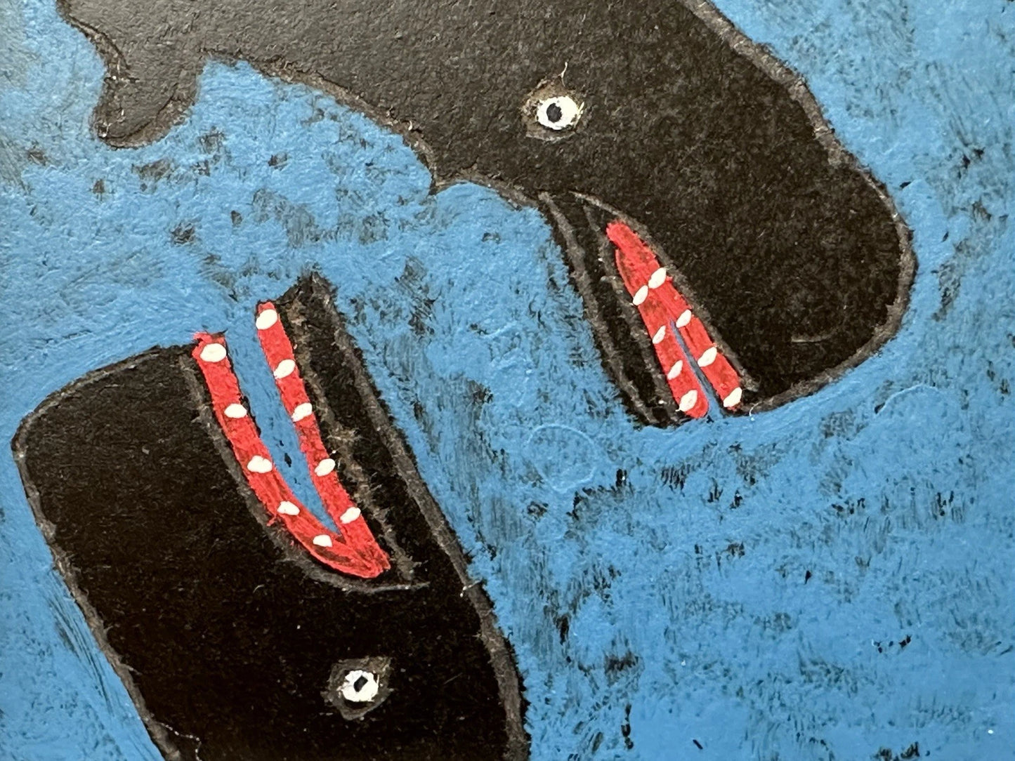 Steve Camps "Chase Me, Chase Me" Original Small Cornish Oil Painting Naive Whale