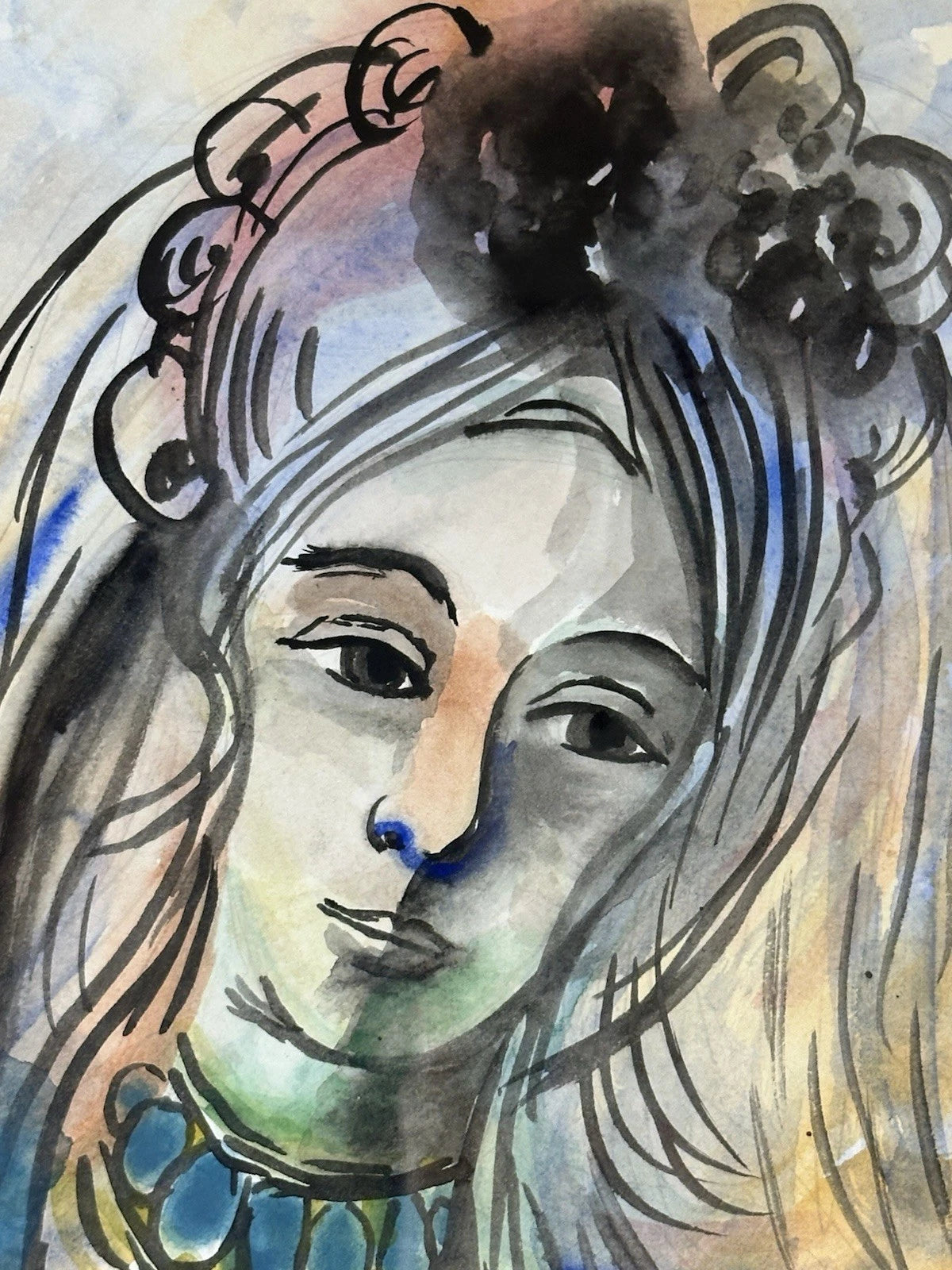 William Crosbie RSA RGI( Glasgow School ) Female Portrait - Mixed Media