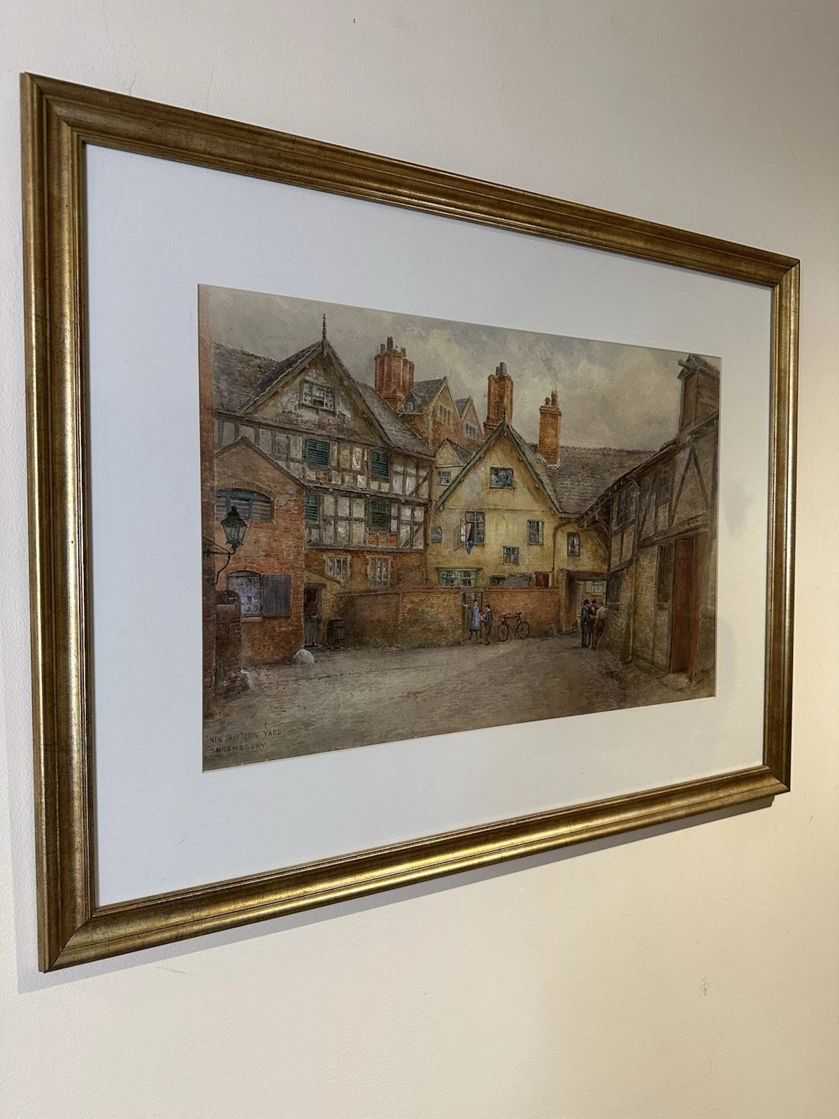 M. Crouse (H. M. Krause) 1924 Watercolour – New Ship Inn Yard, Shrewsbury, 52x34