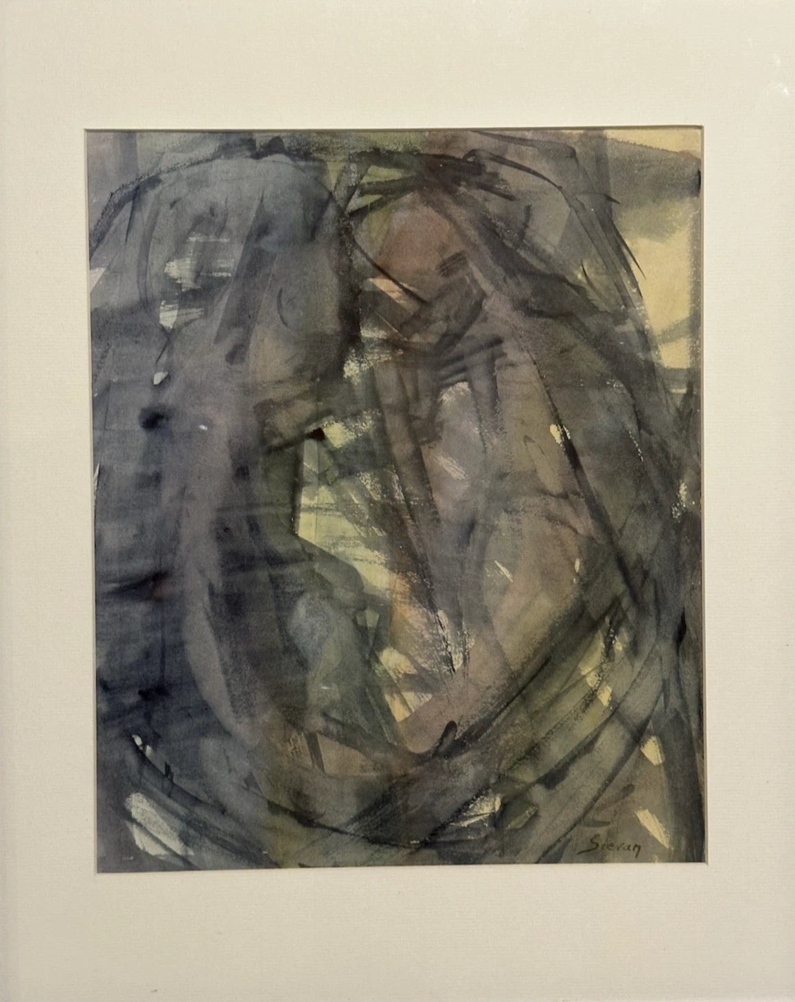 Maurice Sievan Original abstract watercolour New York School artist 39x32cm