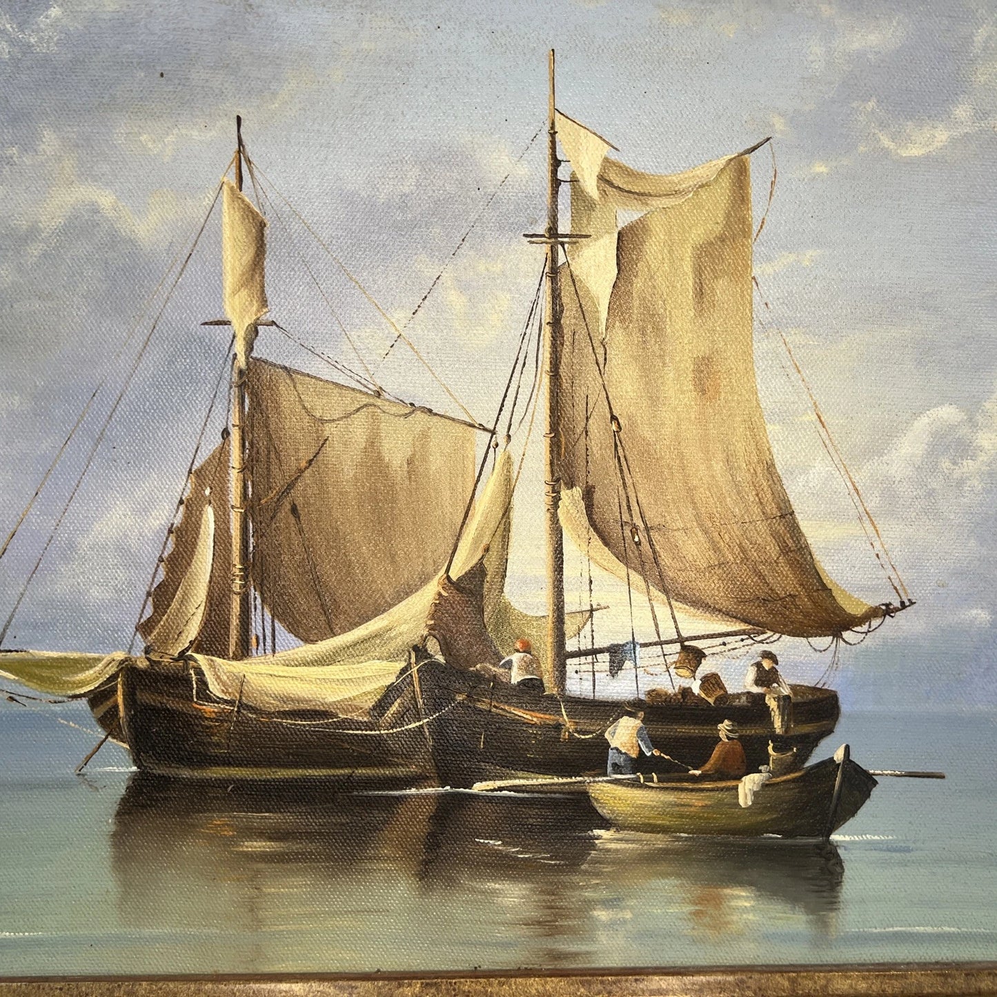 R Gilronan Original Oil Painting Sailing Boats Seascape 55x45cm Framed UK
