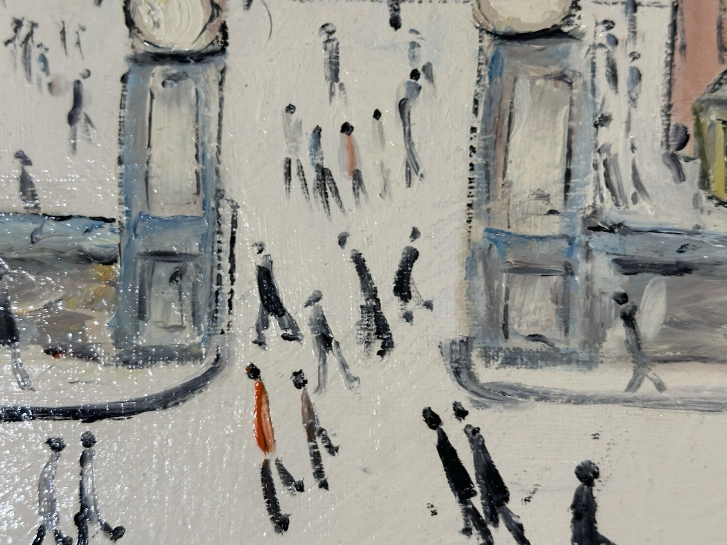 John Goodlad - Working at the Mills - Framed Oil on Canvas 40x30cm After Lowry