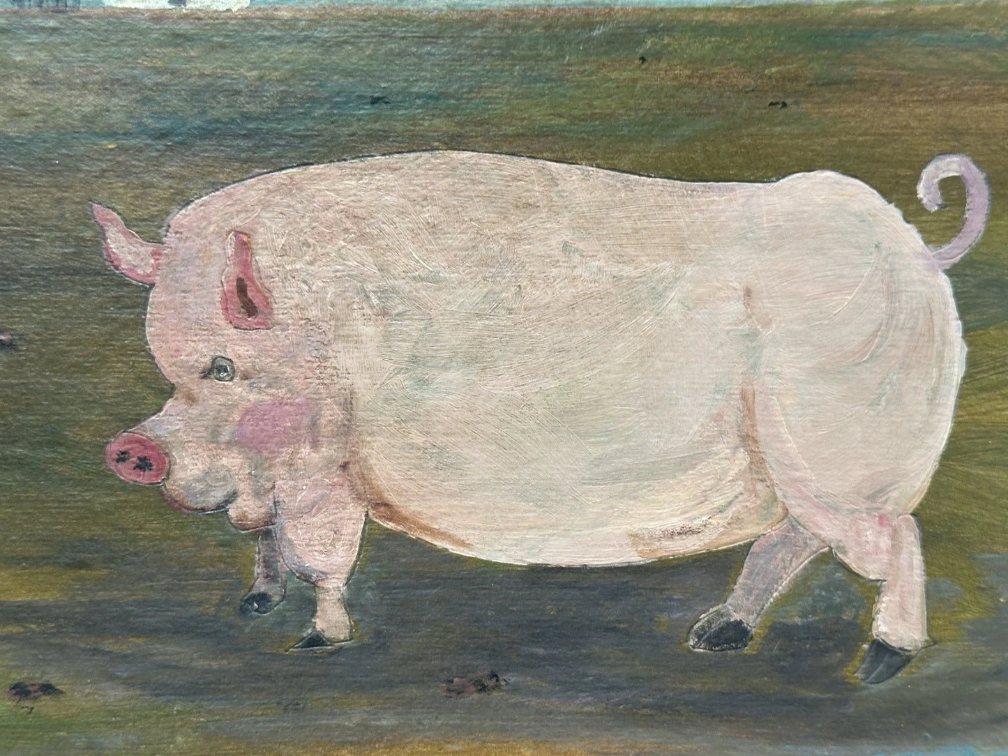 Steve Camps - Rare early original Naive Landscape - Pig Cottage Tree 33cmx26.5cm