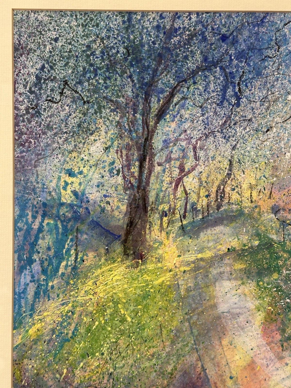 Anne Swankie - Charming Woodland Cottage Scene - Original Mixed Media 42x42cm