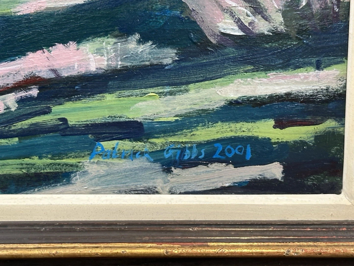 Patrick Gibbs - Mountain Village Landscape - Large Acrylic on board Signed 2001