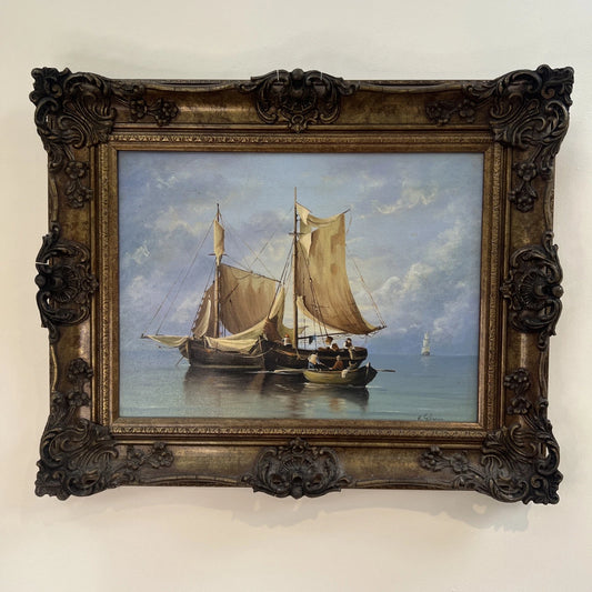 R Gilronan Original Oil Painting Sailing Boats Seascape 55x45cm Framed UK