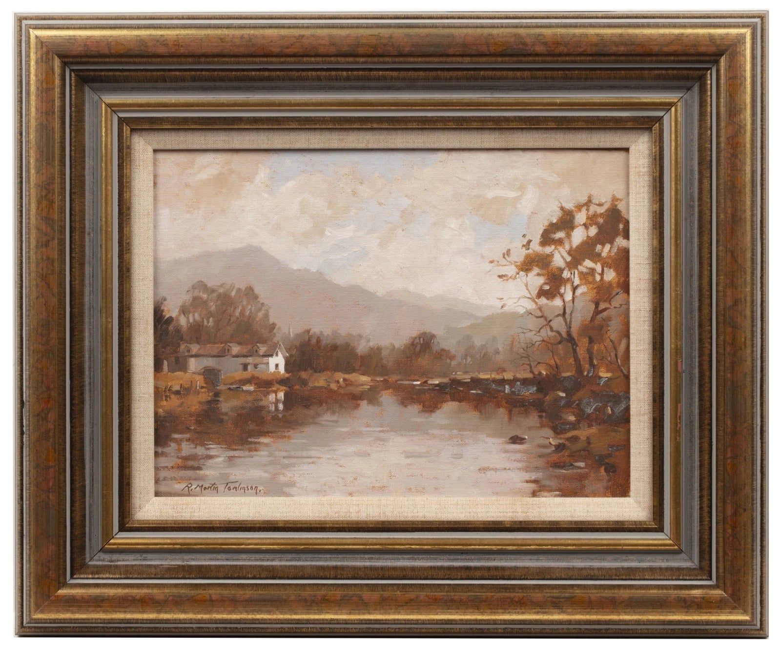 Robert Martin Tomlinson The Boathouse Brathay Estuary acrylic painting