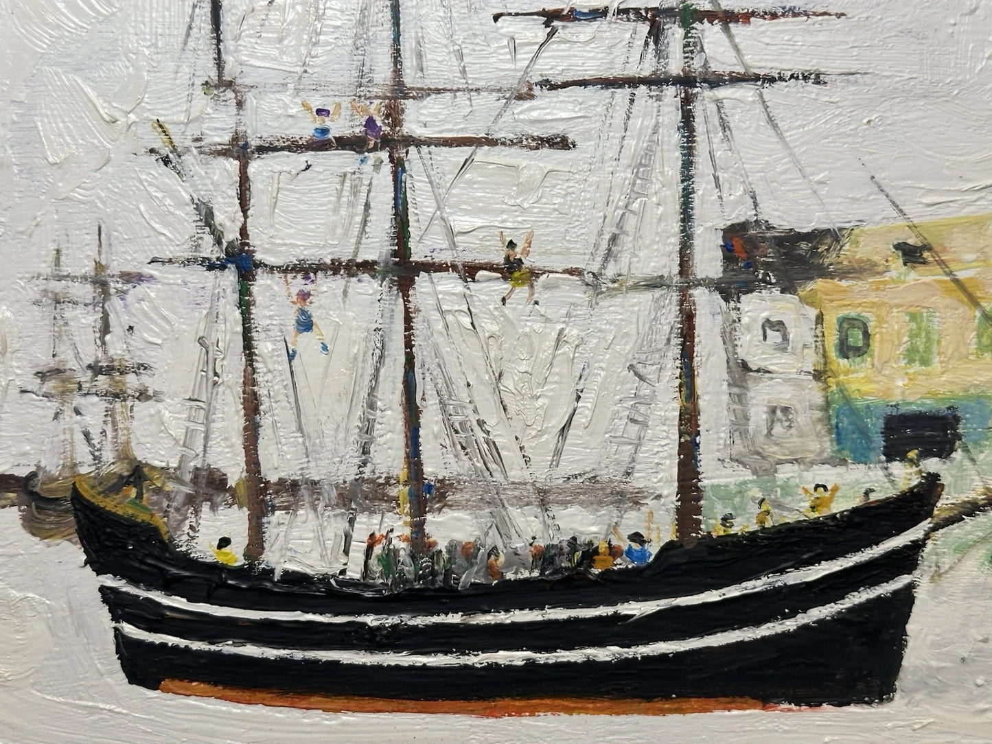 Simeon Stafford - Ship in Cornish Harbour, Oil on Board