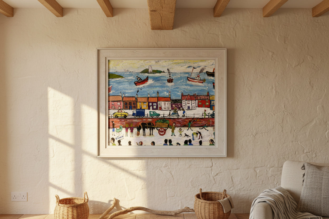 Simeon Stafford - Oil Painting - Cornish Coastal Street - Northern Art 61x50cm