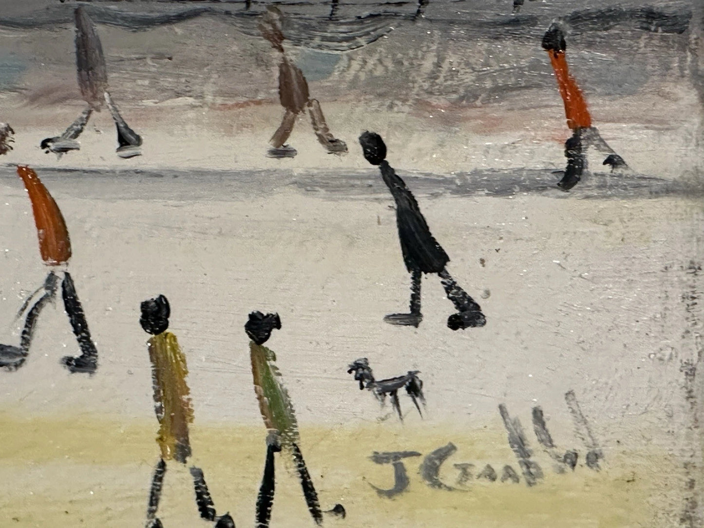 John Goodlad - Working at the Mills - Framed Oil on Canvas 40x30cm After Lowry