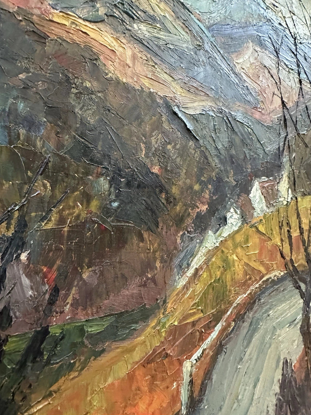 Peter Bevan (Scottish 1946-2018) - Original Oil on Board Mountain Road Landscape