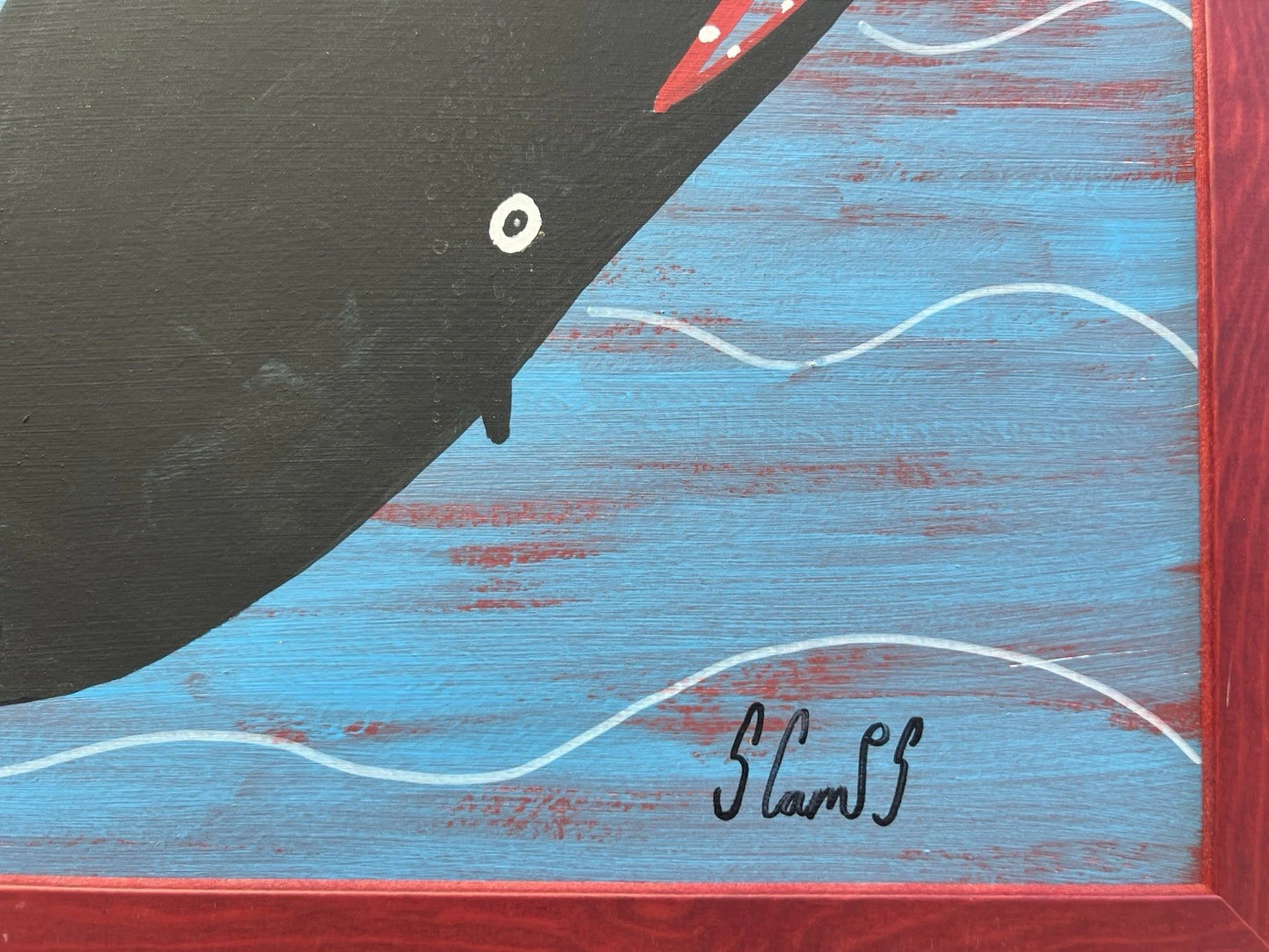 Steve Camps Original Oil Painting "Whale Boat Lighthouse" Naive Cornish Art