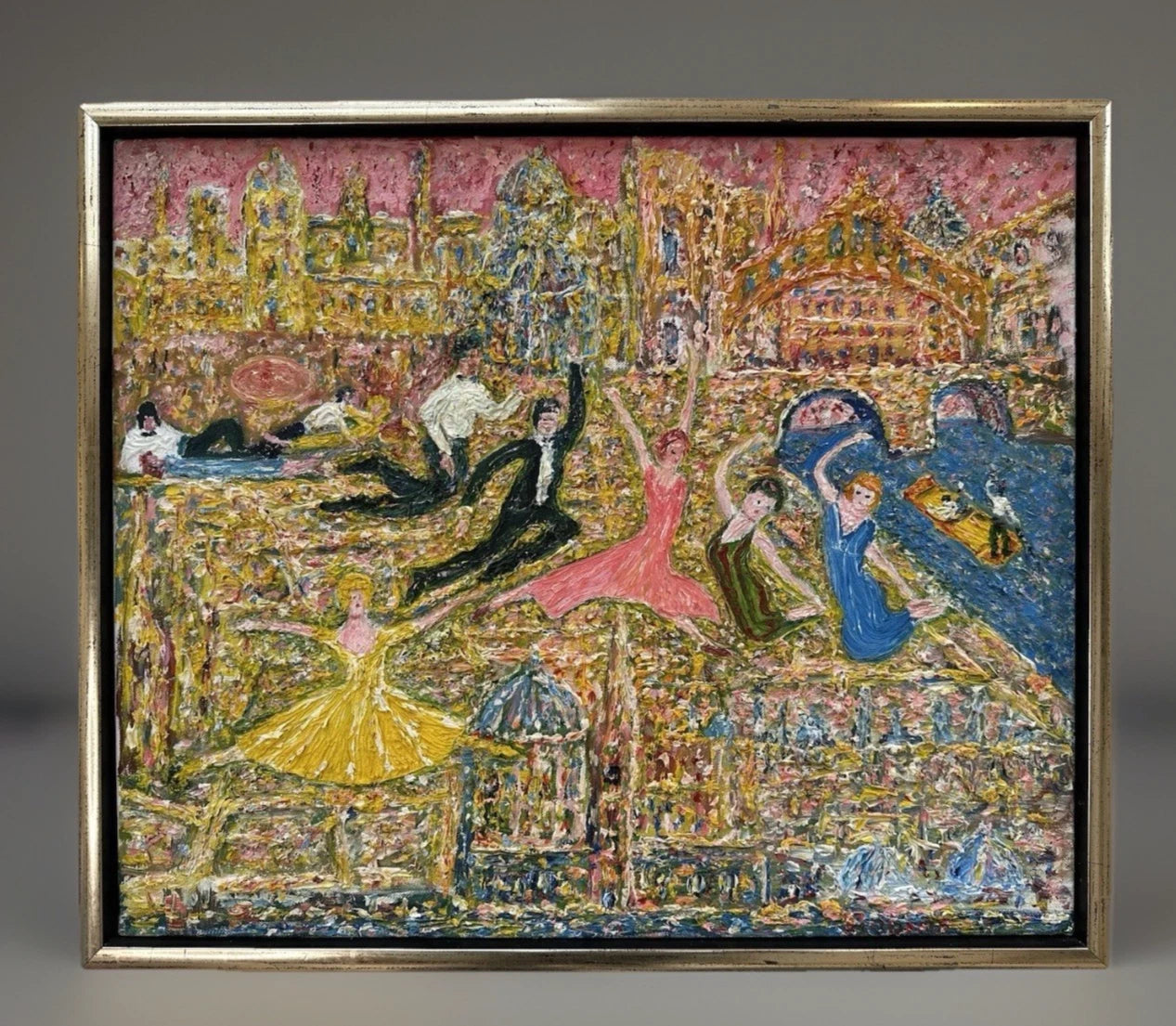 Gwynne Robins Signed Oxford Graduation Scene Original Acrylic 51x61 cm Framed Ar