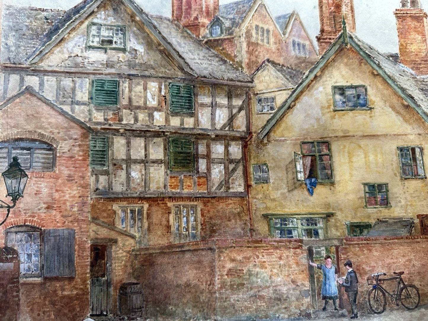 M. Crouse (H. M. Krause) 1924 Watercolour – New Ship Inn Yard, Shrewsbury, 52x34