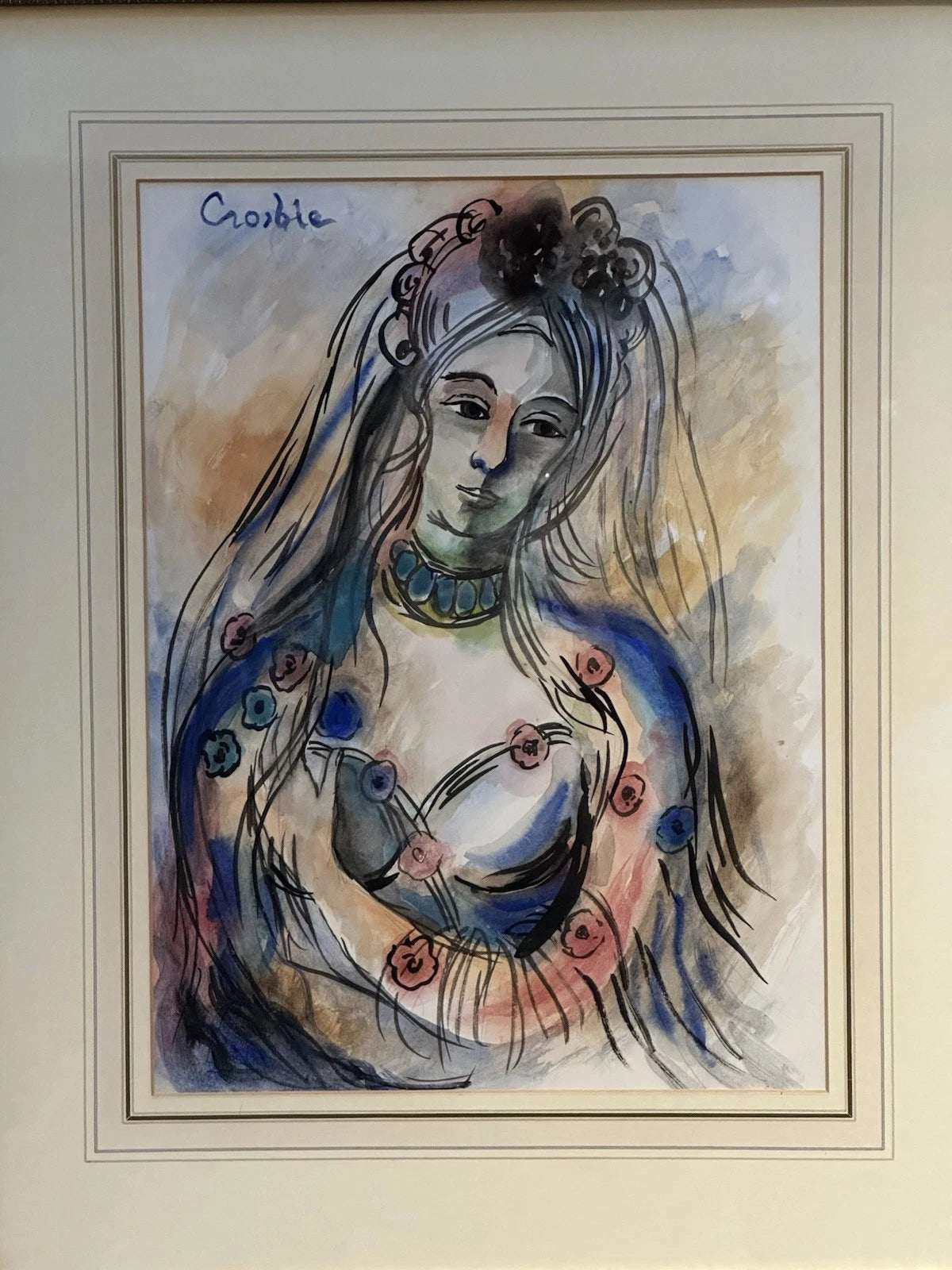 William Crosbie RSA RGI( Glasgow School ) Female Portrait - Mixed Media