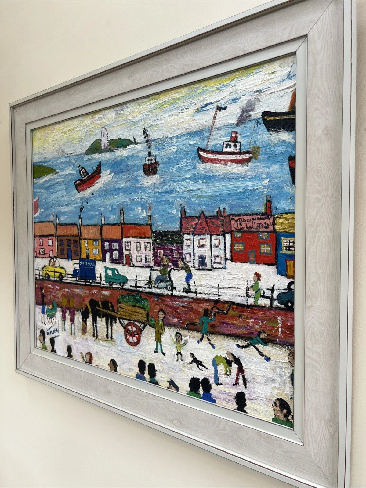 Simeon Stafford - Oil Painting - Cornish Coastal Street - Northern Art 61x50cm