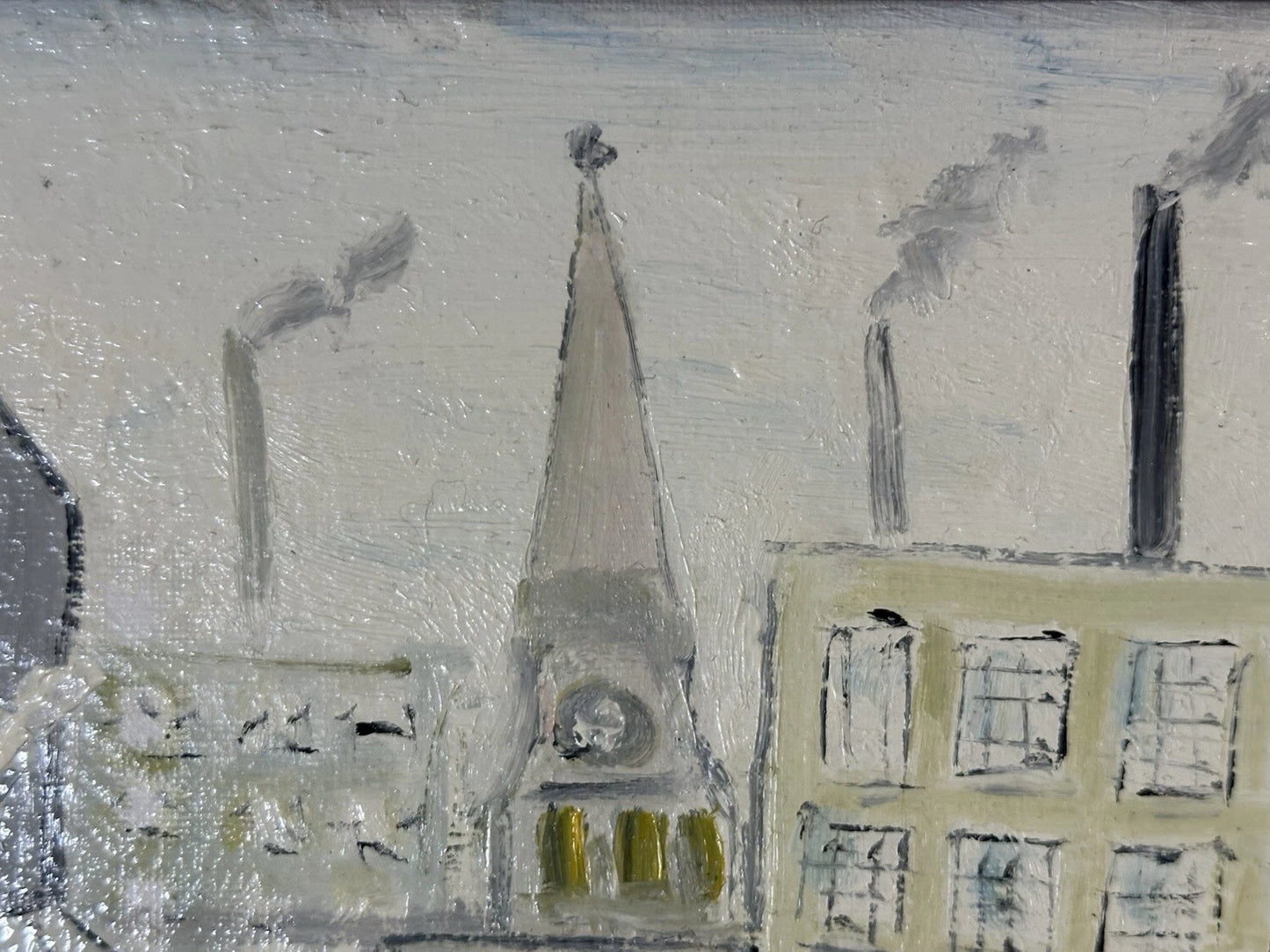 John Goodlad - Working at the Mills - Framed Oil on Canvas 40x30cm After Lowry
