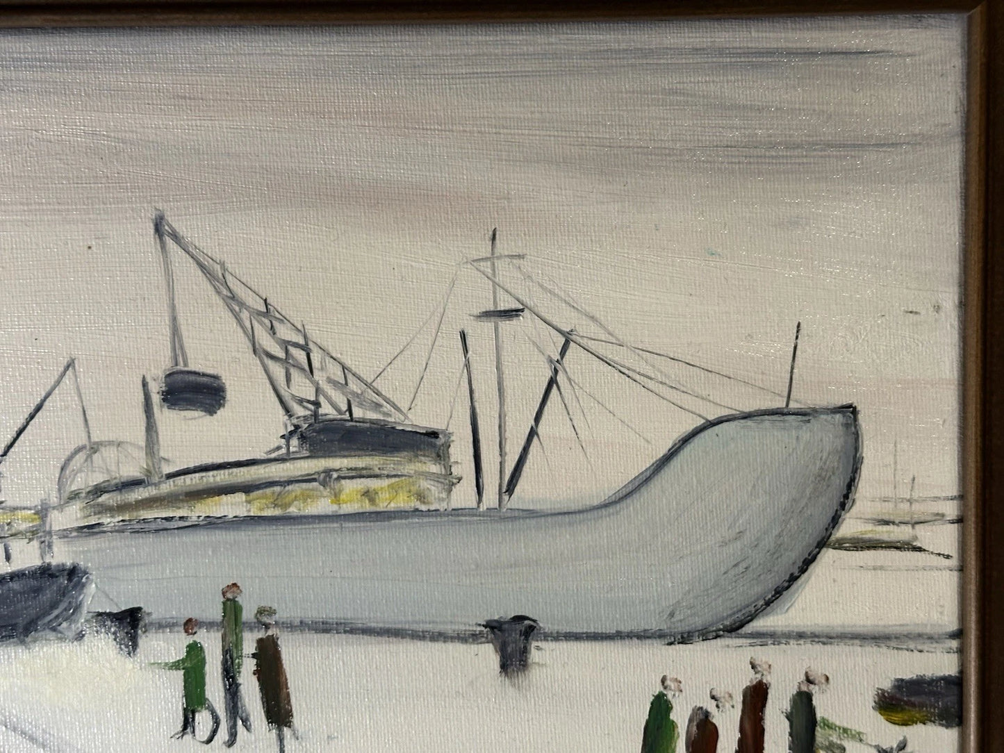 John Goodlad - The Docks Framed Oil on Canvas 40x30cm Manchester Art after Lowry