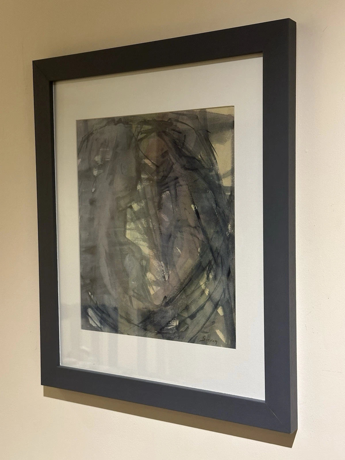 Maurice Sievan Original abstract watercolour New York School artist 39x32cm