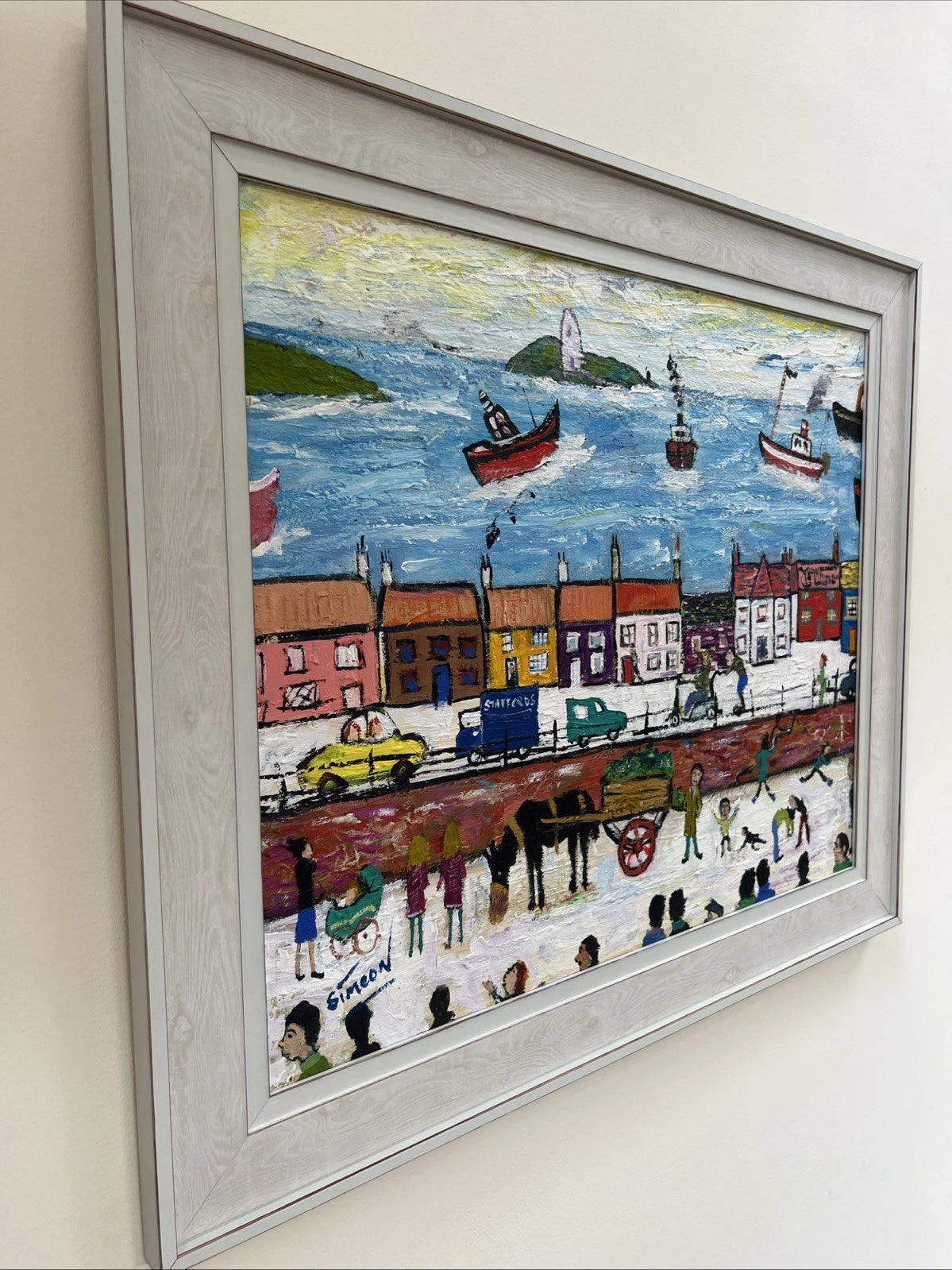 Simeon Stafford - Oil Painting - Cornish Coastal Street - Northern Art 61x50cm
