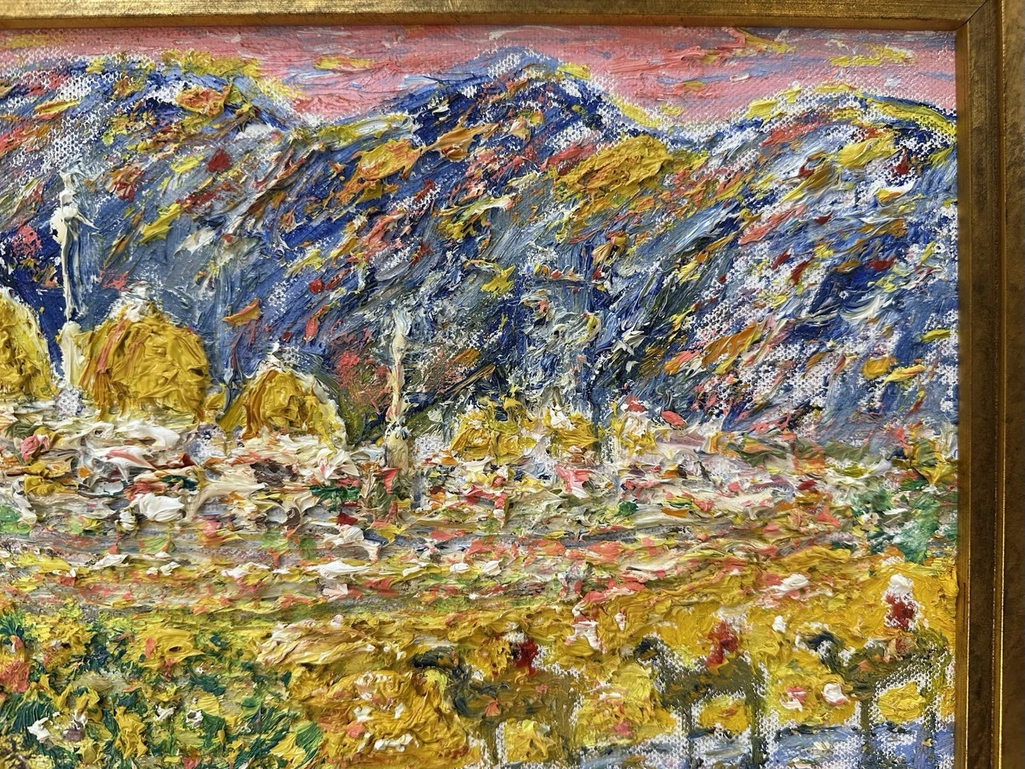 Gwynne Robins Original Acrylic Desert Oasis Scene with Camels & Figures