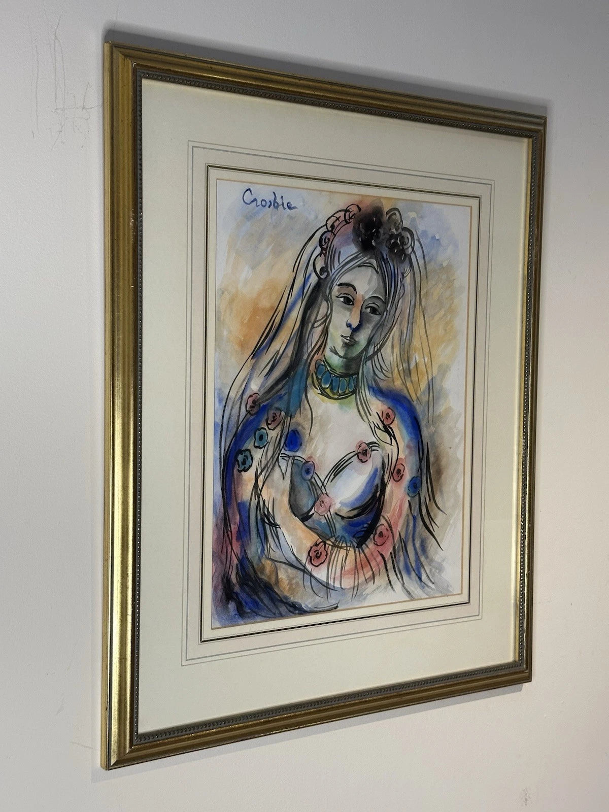 William Crosbie RSA RGI( Glasgow School ) Female Portrait - Mixed Media