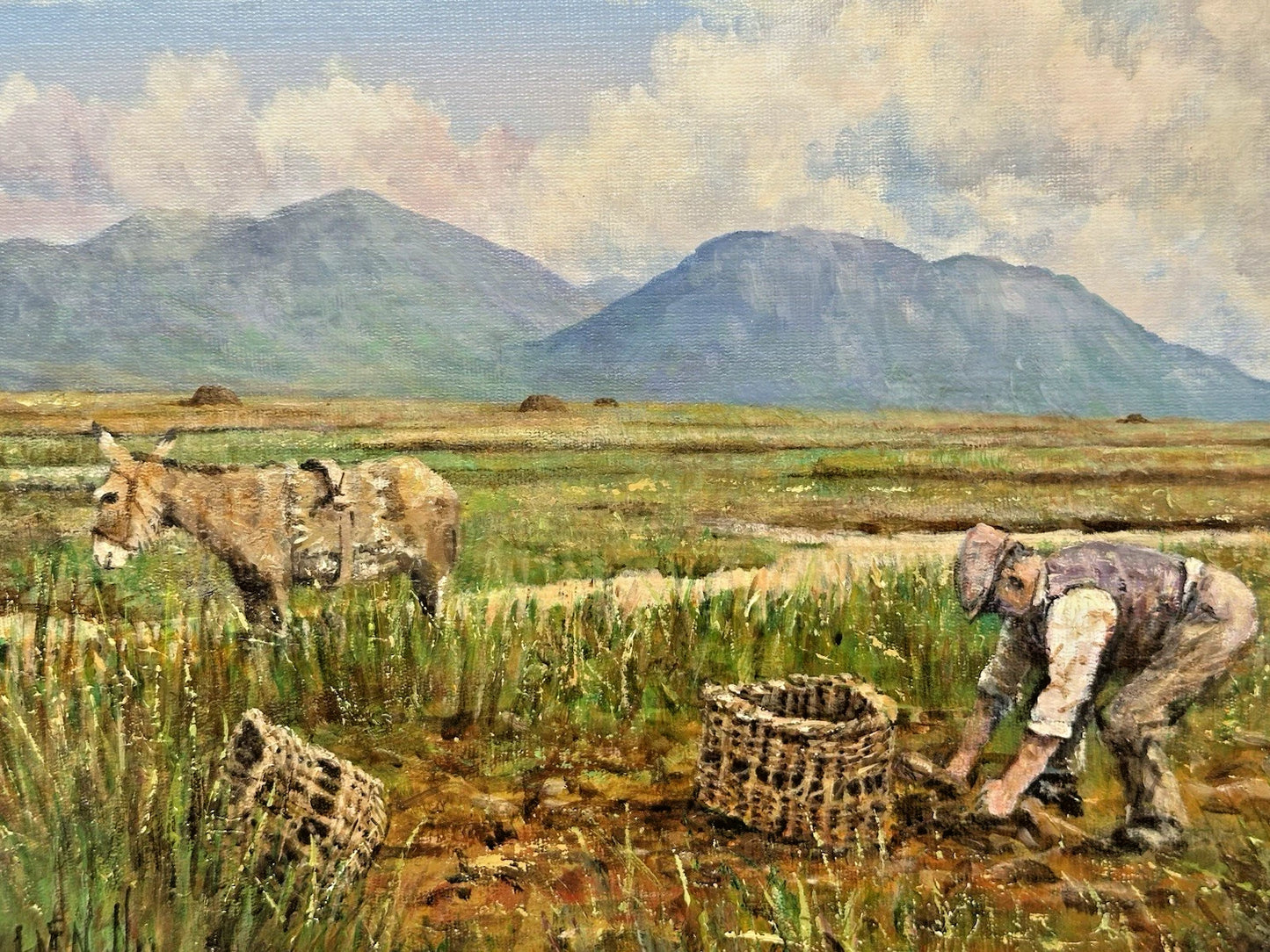 Tony McNally - Irish Landscape Signed Oil on Canvas - Working the Land 40x30cm