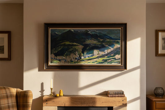 Patrick Gibbs - Mountain Village Landscape - Large Acrylic on board Signed 2001