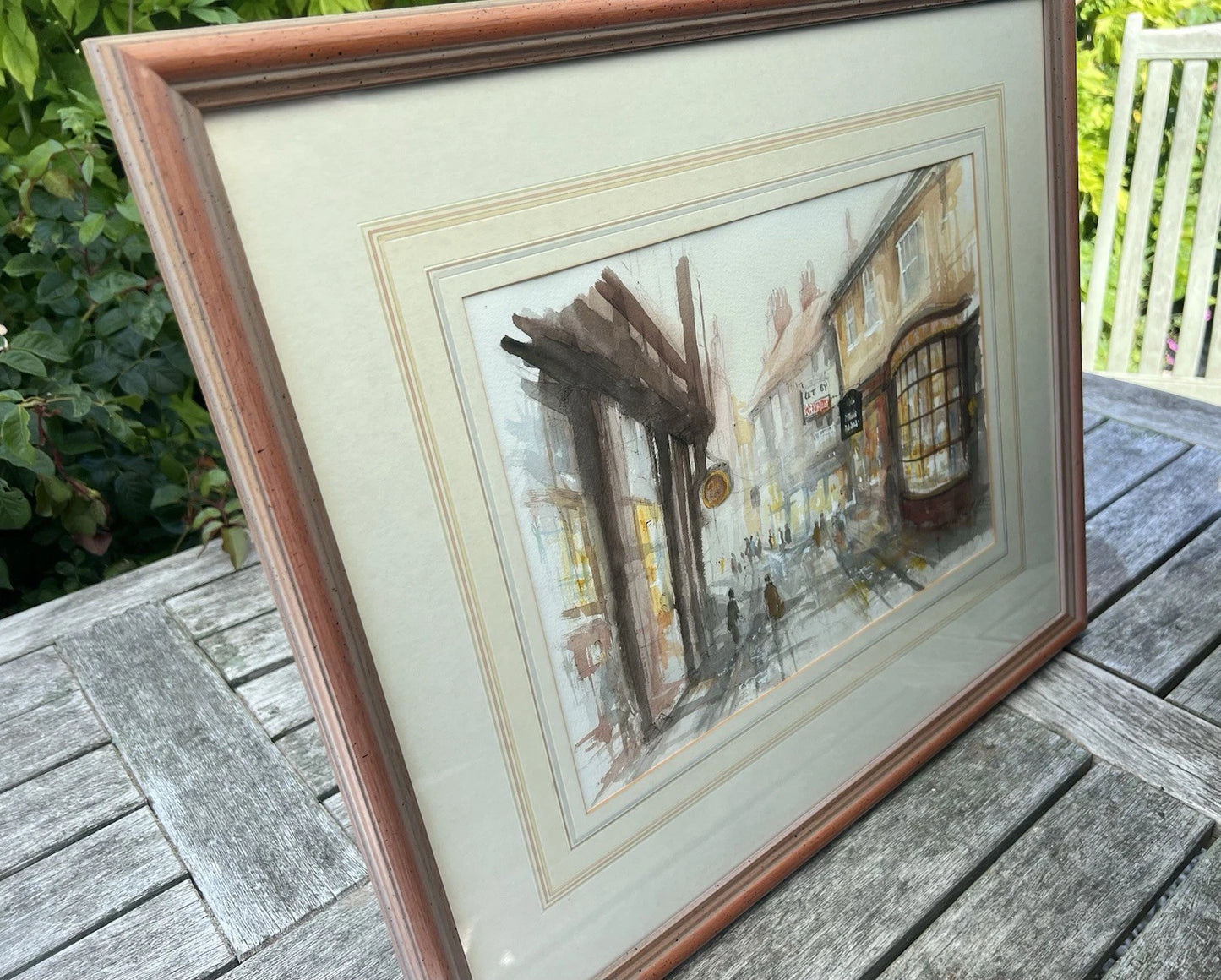 Ben Maile Original Watercolour "Old York" Framed Glazed 37x27cm Signed