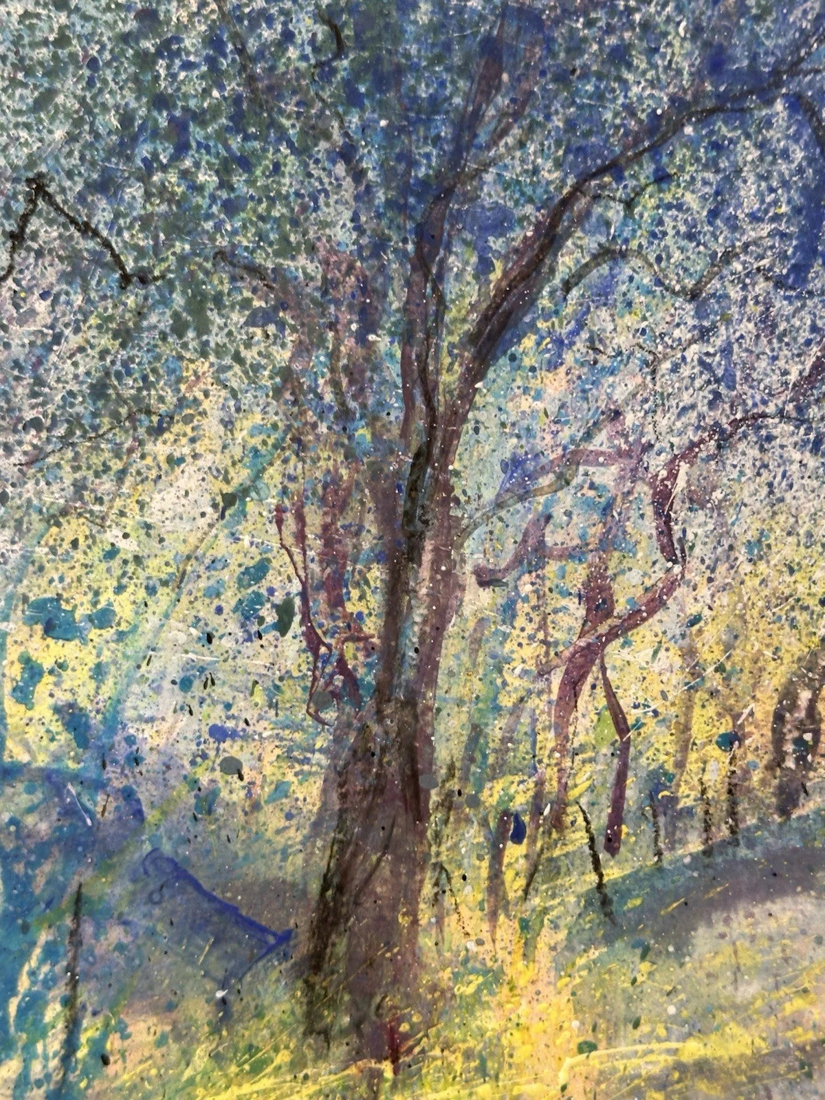 Anne Swankie - Charming Woodland Cottage Scene - Original Mixed Media 42x42cm