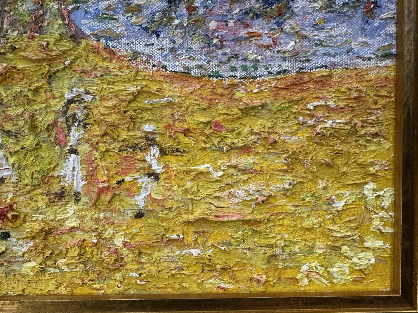 Gwynne Robins Original Acrylic Desert Oasis Scene with Camels & Figures