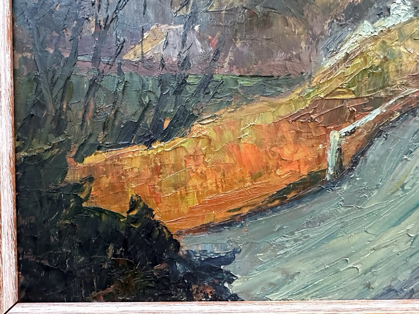 Peter Bevan (Scottish 1946-2018) - Original Oil on Board Mountain Road Landscape