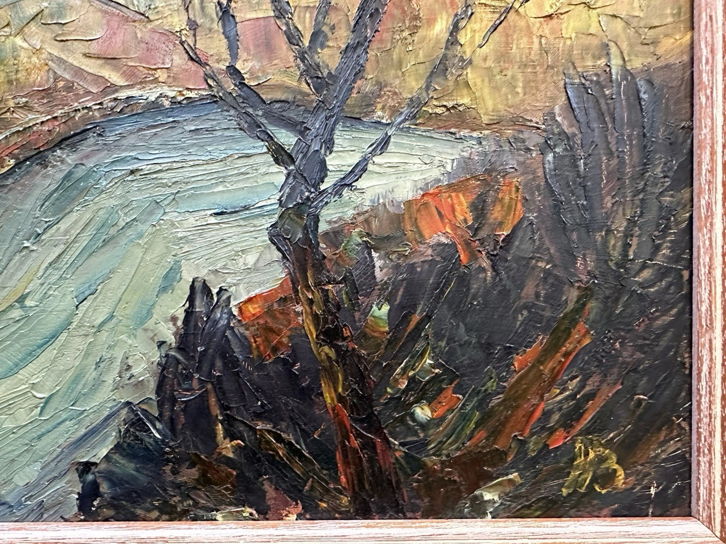 Peter Bevan (Scottish 1946-2018) - Original Oil on Board Mountain Road Landscape