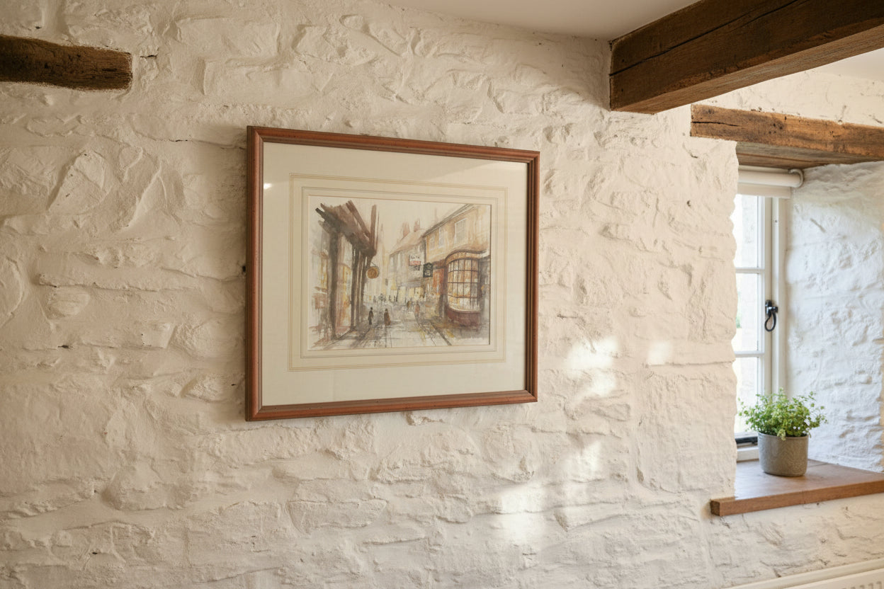 Ben Maile Original Watercolour "Old York" Framed Glazed 37x27cm Signed