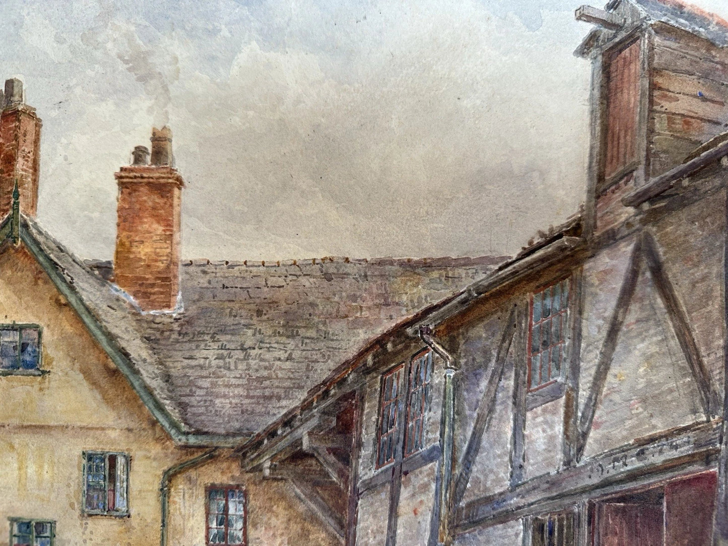 M. Crouse (H. M. Krause) 1924 Watercolour – New Ship Inn Yard, Shrewsbury, 52x34