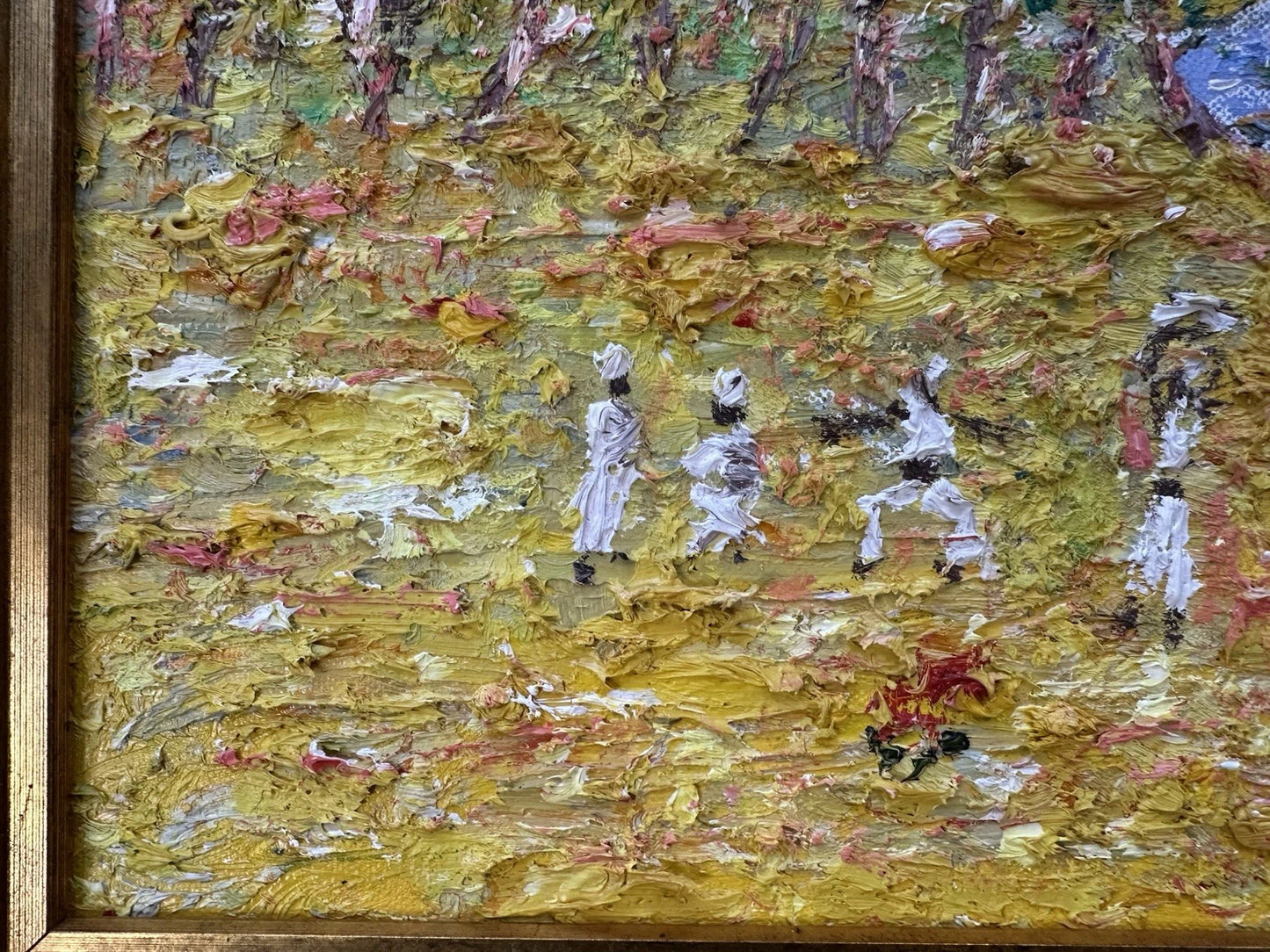 Gwynne Robins Original Acrylic Desert Oasis Scene with Camels & Figures