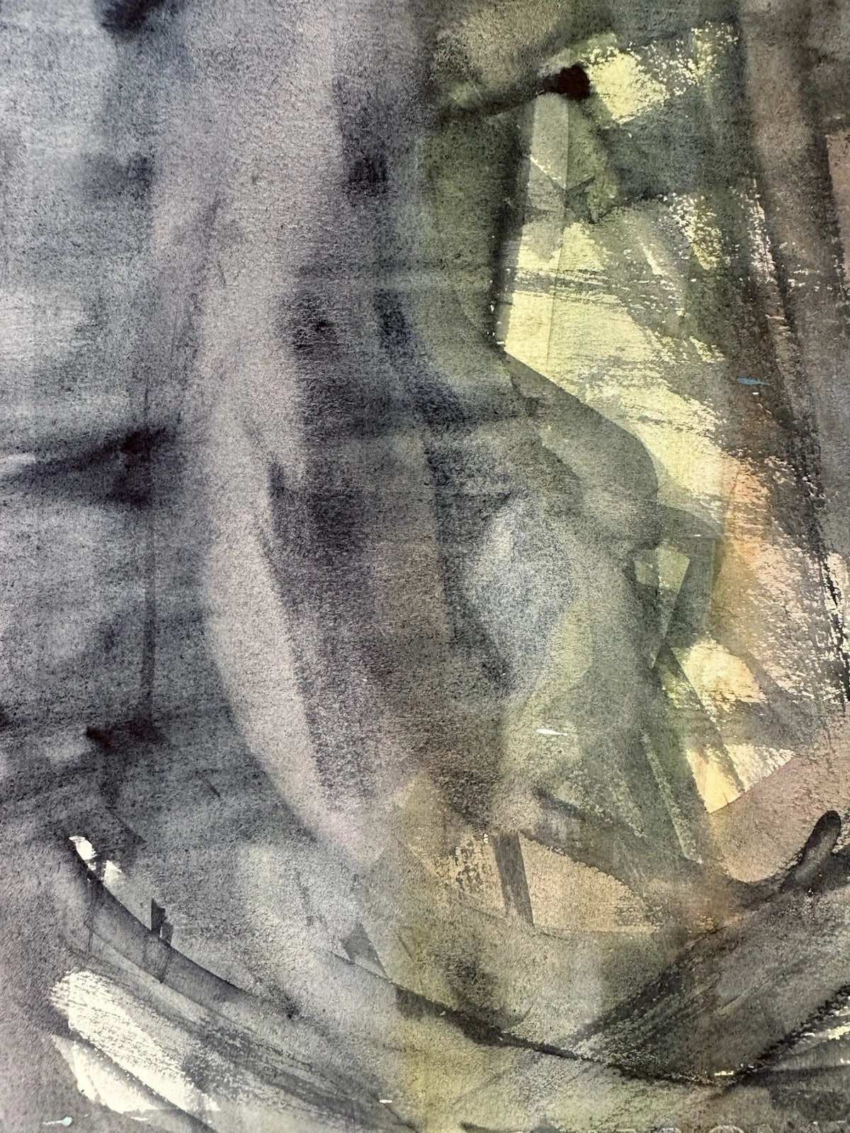 Maurice Sievan Original abstract watercolour New York School artist 39x32cm